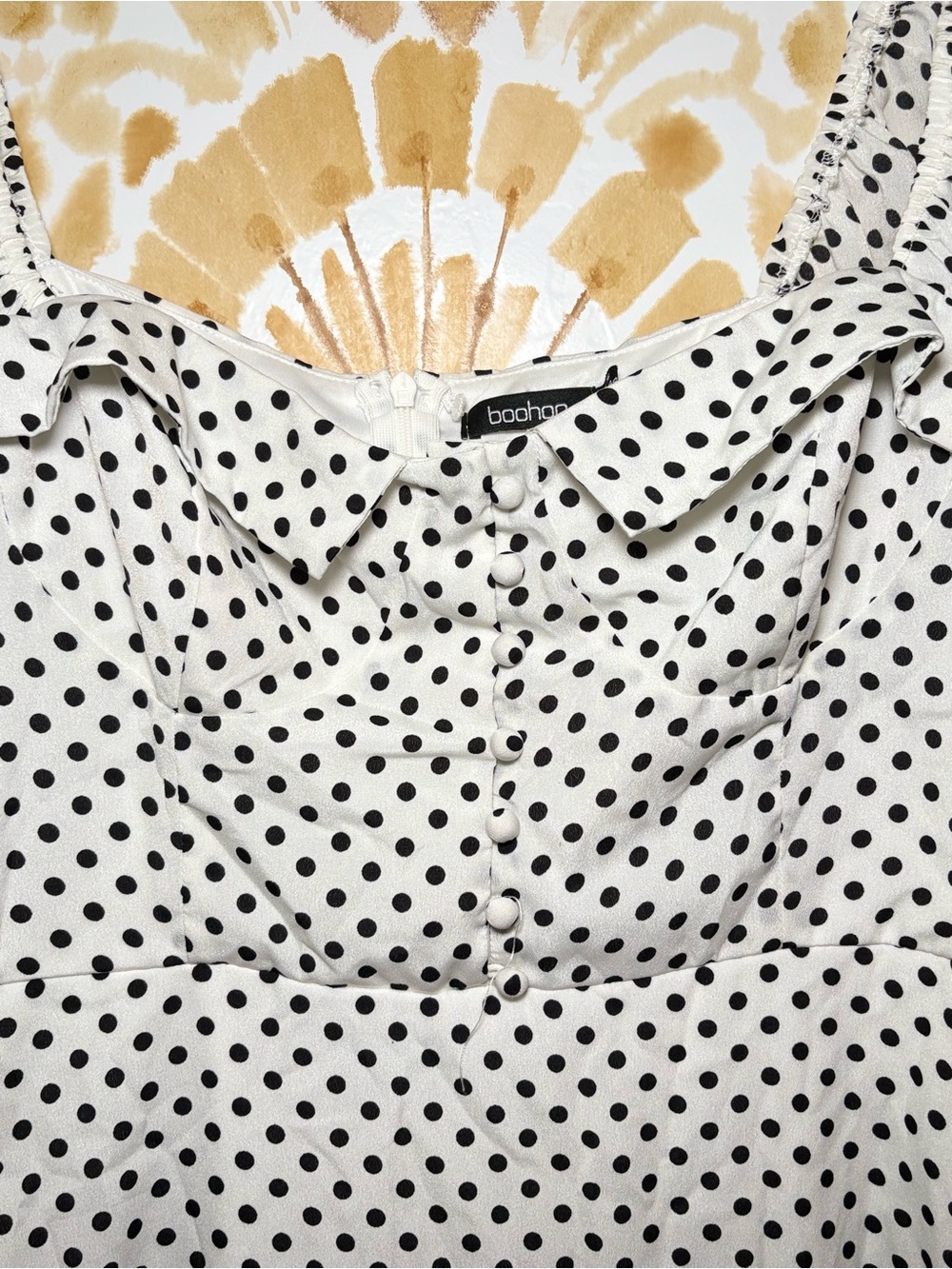 Boohoo Polka Dot Mini Dress | Puff Sleeve Babydoll Dress | French Girl Style - Picture 6 of 12